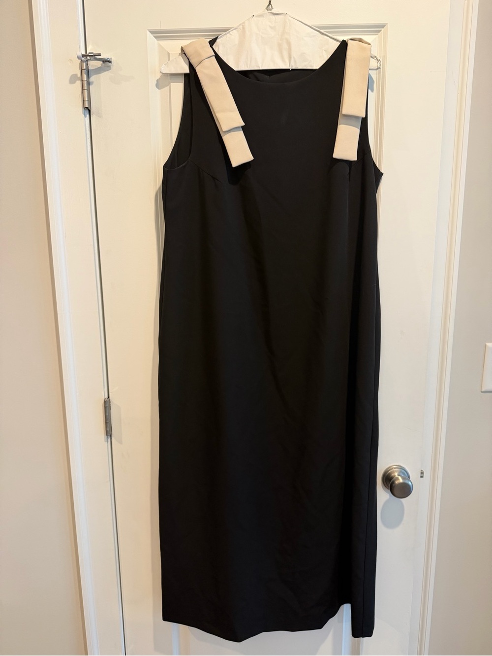 Abbey Glass Catherine Black Dress with Cream Shoulder Accents W/FREE BEAUTY GIFT